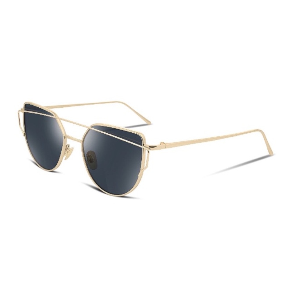 Gold Frame Cat Eye Statement Aviator Sunglasses - Picture 2 of 4